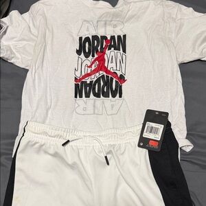 Jordan White and Black T-Shirt and Shorts Set